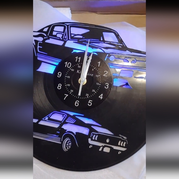 COPY - New Mustang Vinyl Record neon remote control 7 color 12" wall clock - Picture 12 of 14